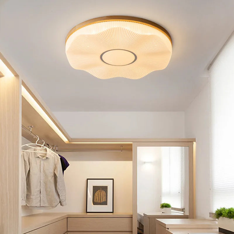 Creative Nordic wooden recessed LED ceiling light