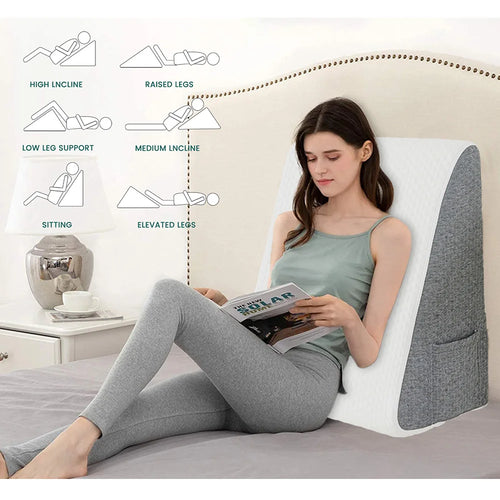 Bed Wedge Pillow for Sleeping, Soft Memory Foam Top, Triangle Pillow Wedge, Body Positioners for Leg Elevation, Snoring Relief - vue 6 sur 7