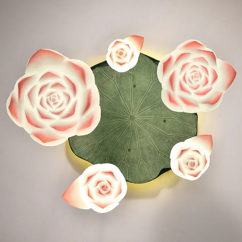 Glass lotus pendant light for interior decoration