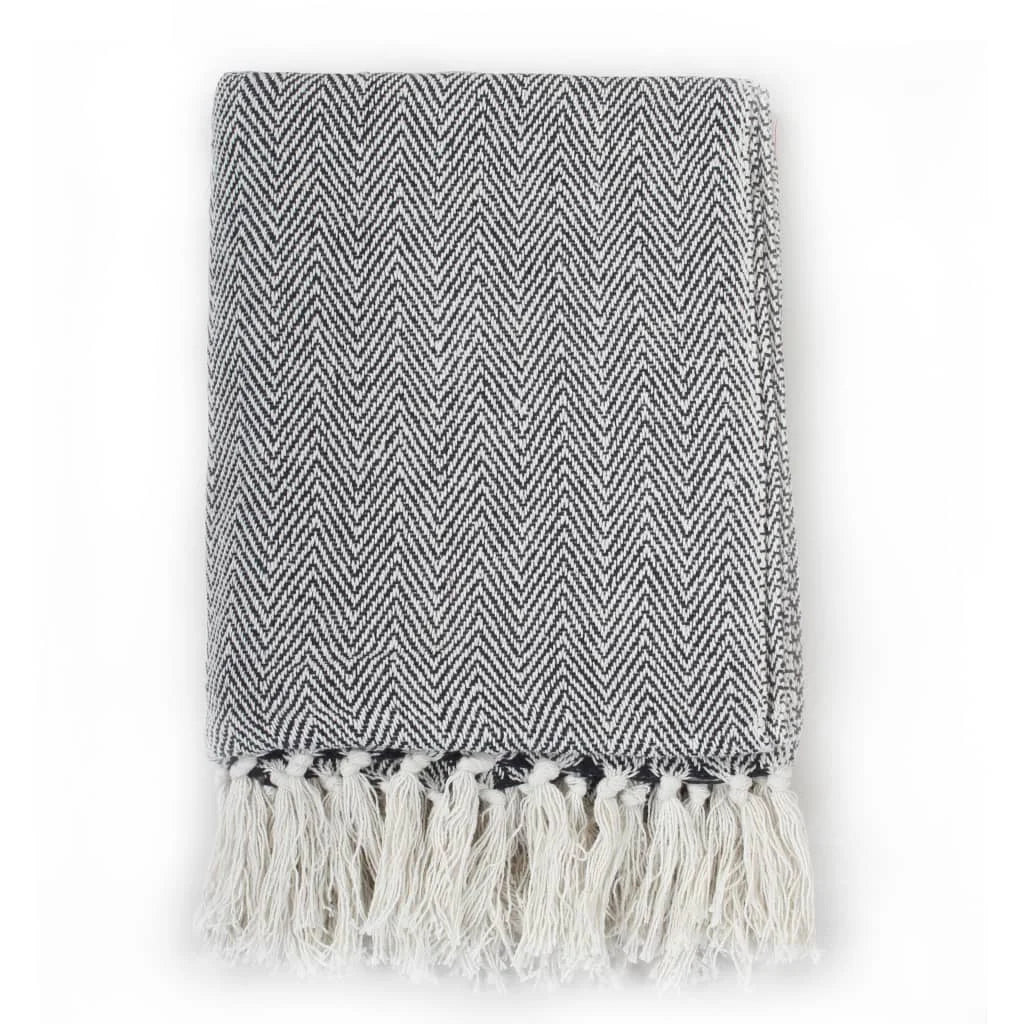 Plaid coton chevrons doux confortable pour salon chambre - vue 3 sur 17