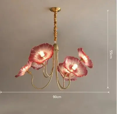 Modern glass lotus flower LED chandelier - vue 13 sur 14