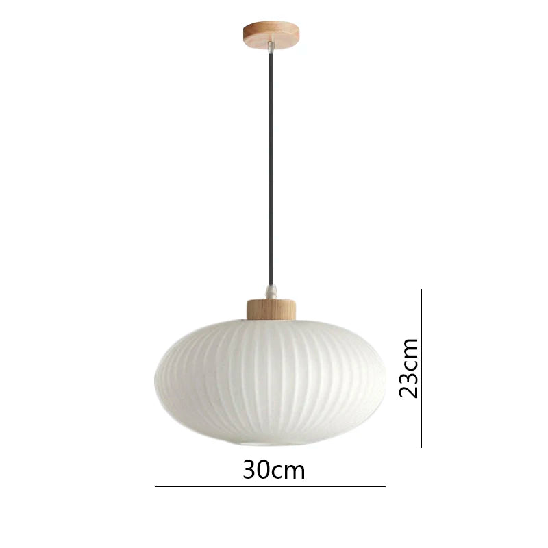 Glass pendant light with Nordic wood detail - vue 11 sur 11