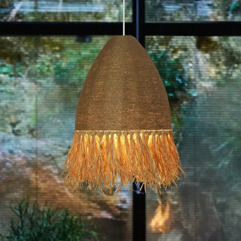 Retro rattan pendant light wabi sabi style for interior decoration