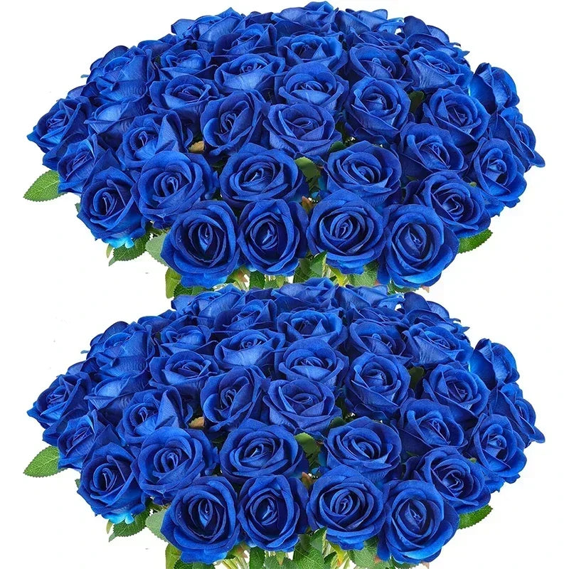 Set of 50 artificial silk roses for decoration and festive events - vue 11 sur 24