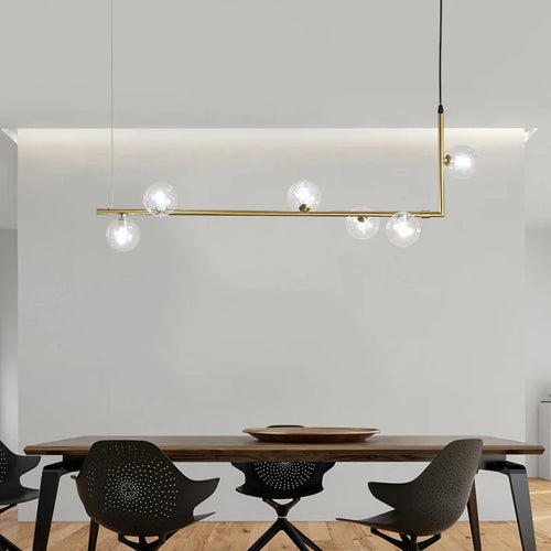 Modern linear chandelier for interior decor and dining table - vue 6 sur 10