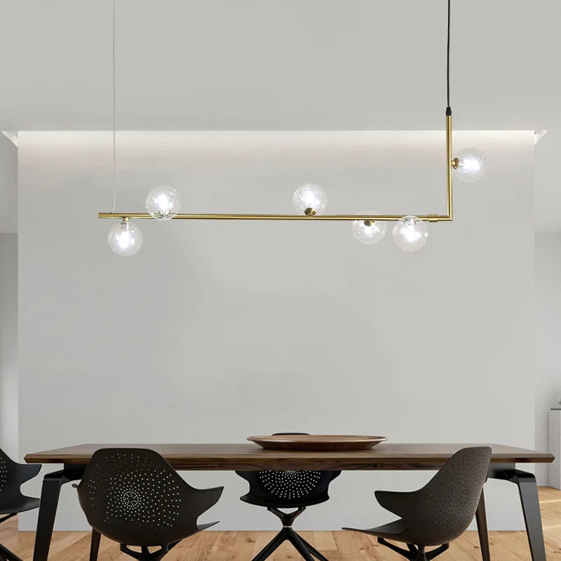 Modern linear chandelier for interior decor and dining table - vue 5 sur 10