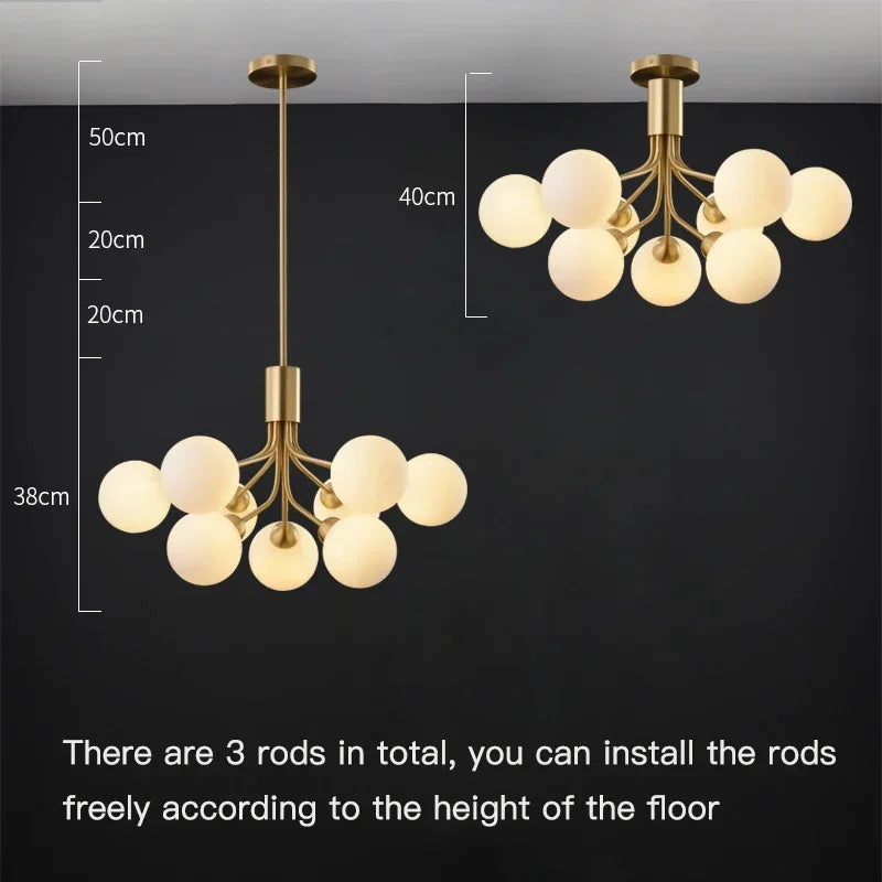 Modern glass bubble and flower decorative chandelier - vue 3 sur 12