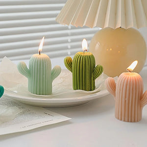 small cactus wax scented candles for home decor