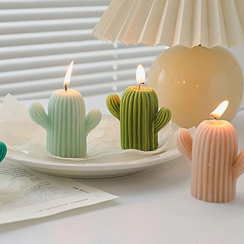 small cactus wax scented candles for home decor
