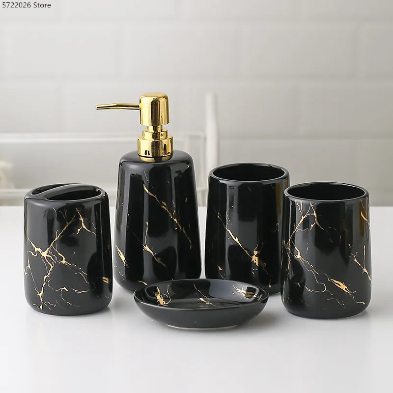 decorative ceramic bathroom set with accessories - vue 3 sur 24