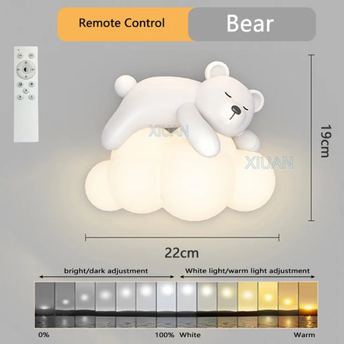 Polar bear and bunny wall light for children's room - vue 10 sur 10