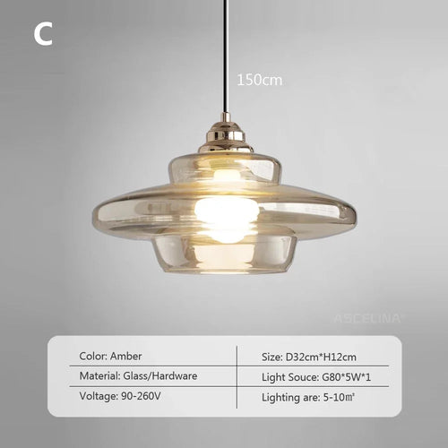 Retro glass pendant light for modern decor