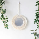 Boho-style macramé wall mirror for interior decoration