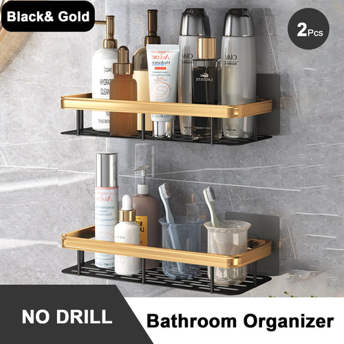 no-drill wall shelf for bathroom and kitchen storage - vue 12 sur 30