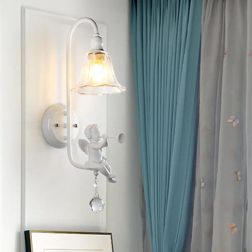 Modern minimalist resin angel wall light with crystal LED - vue 3 sur 6