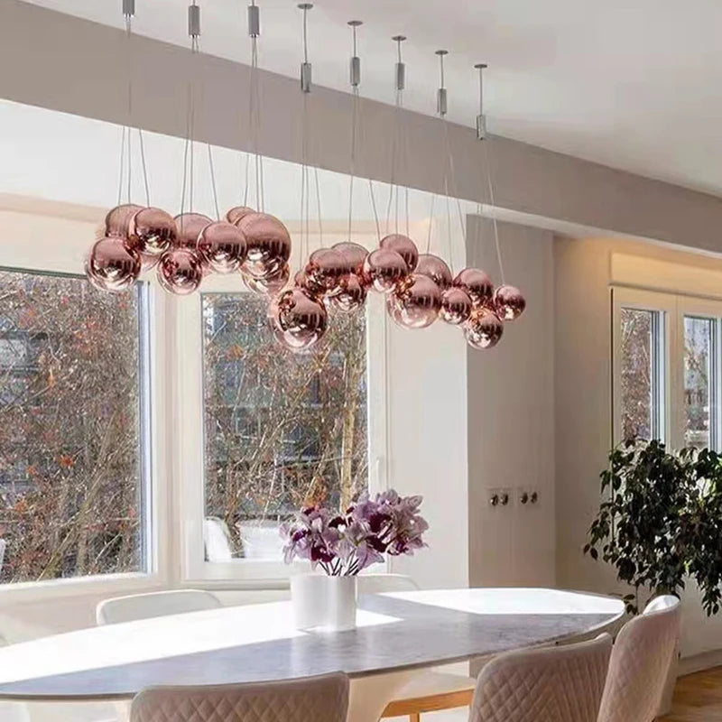 Bubble ball LED glass pendant with adjustable wire