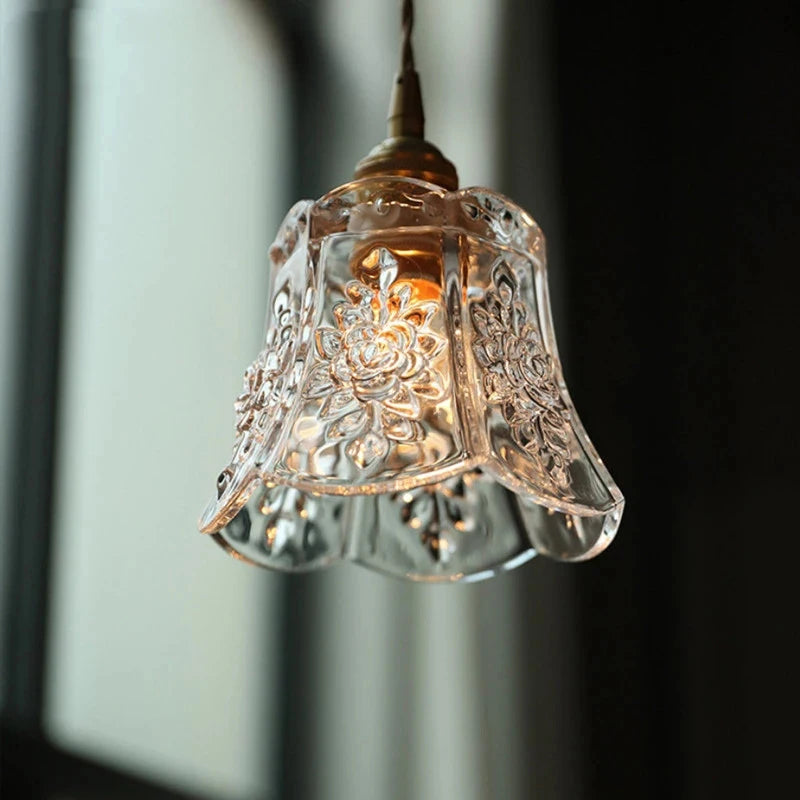Pendant light with modern glass flower shade