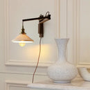 Modern walnut wood lamp with decorative LED light