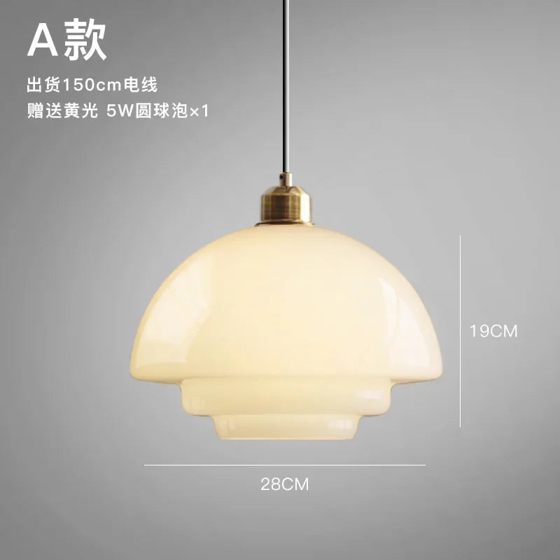 Modern cream milk glass decorative pendant light