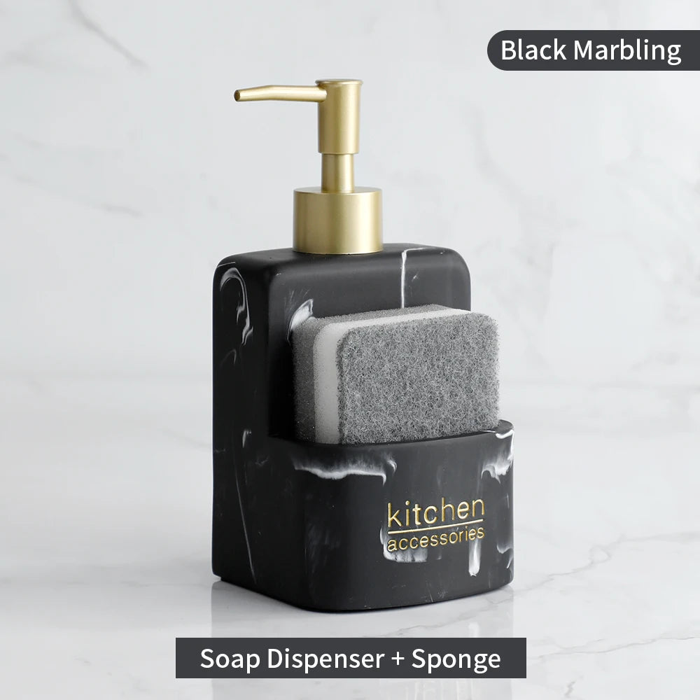 liquid soap dispenser with storage for kitchen accessories - vue 12 sur 14