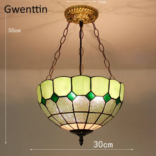 Tiffany style stained glass pendant light for interior decor - vue 15 sur 26