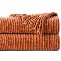 Chenille check throw with tassels for living room or bedroom decor