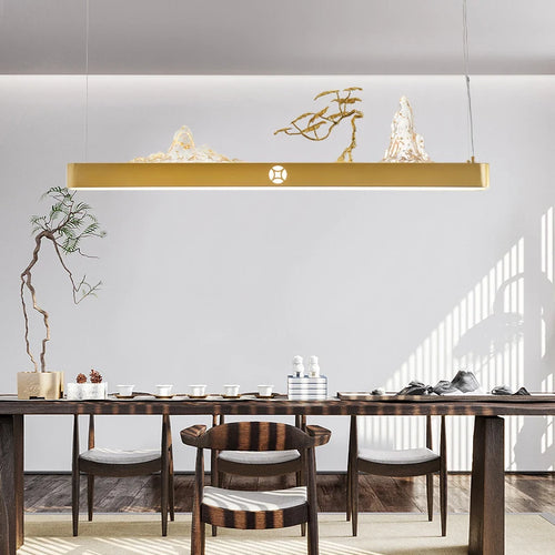 Chinese wooden pendant light for a zen and economical atmosphere - vue 4 sur 16