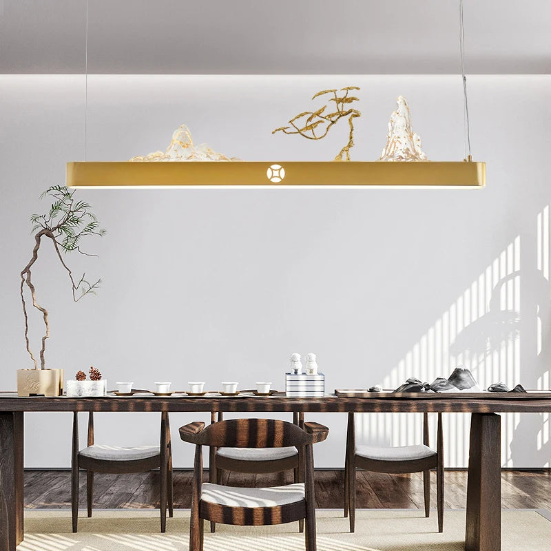 Chinese wooden pendant light for a zen and economical atmosphere - vue 3 sur 16