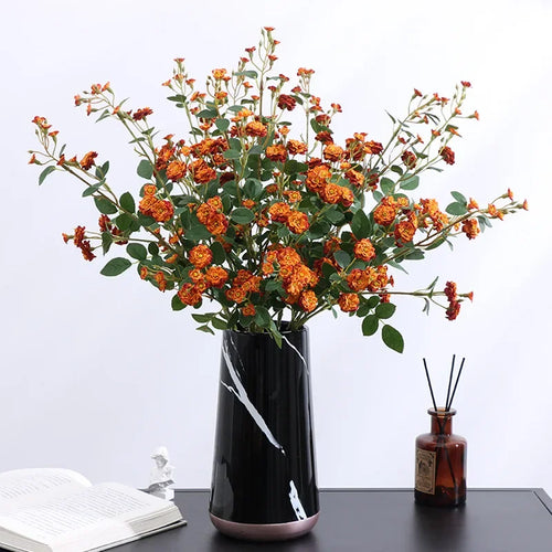 Set of 5 artificial silk roses for floral decoration - vue 4 sur 13