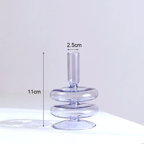 Vintage glass candle holder for weddings and romantic dinners - vue 17 sur 27