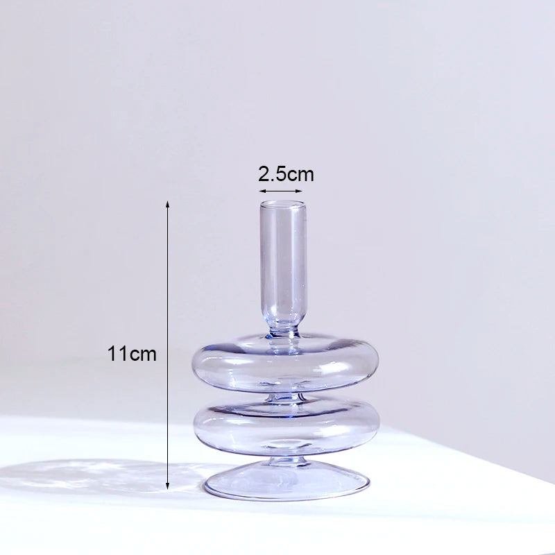 Vintage glass candle holder for weddings and romantic dinners - vue 16 sur 27