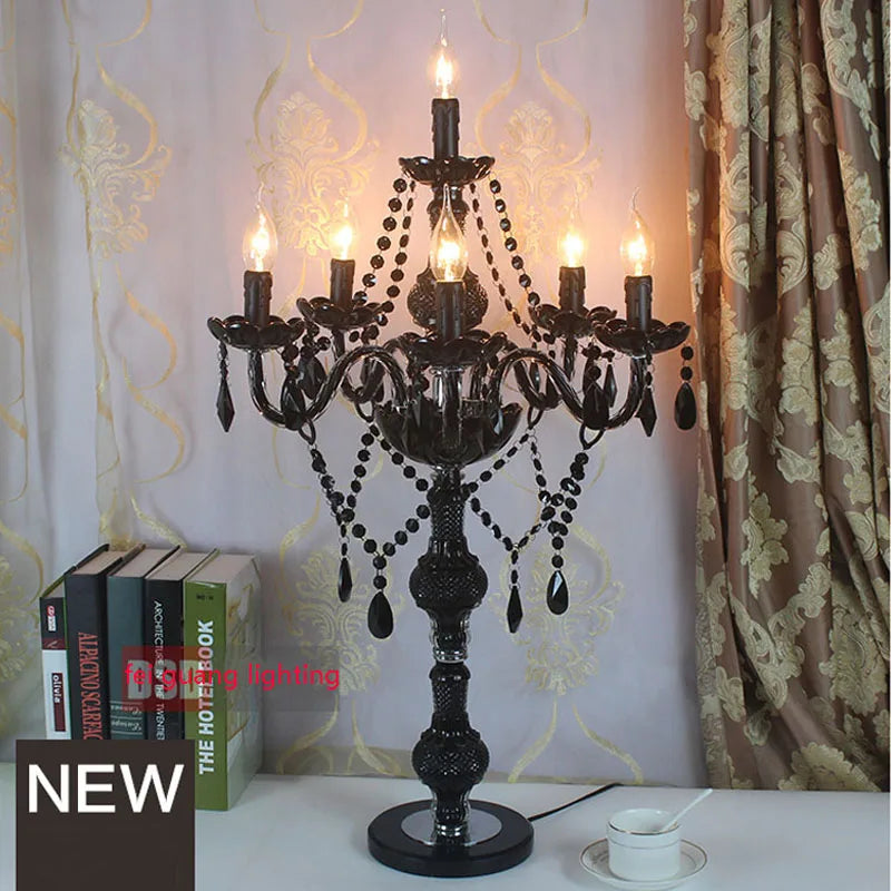 Luxury black crystal table lamp for creative and romantic lighting