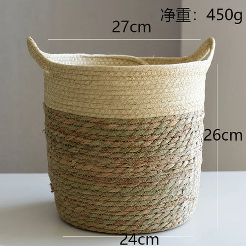straw storage basket for modern craft decor - vue 11 sur 12