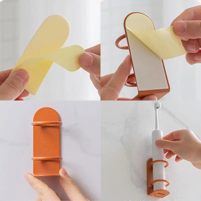 Wall-mounted toothbrush and razor holder no drilling - vue 9 sur 9