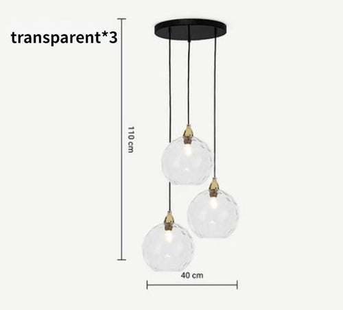 Nordic coloured glass globe pendant light water grain modern restaurant kitchen bedside lamp - vue 26 sur 29