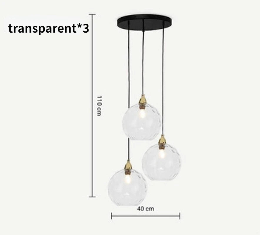 Nordic coloured glass globe pendant light water grain modern restaurant kitchen bedside lamp - vue 25 sur 29