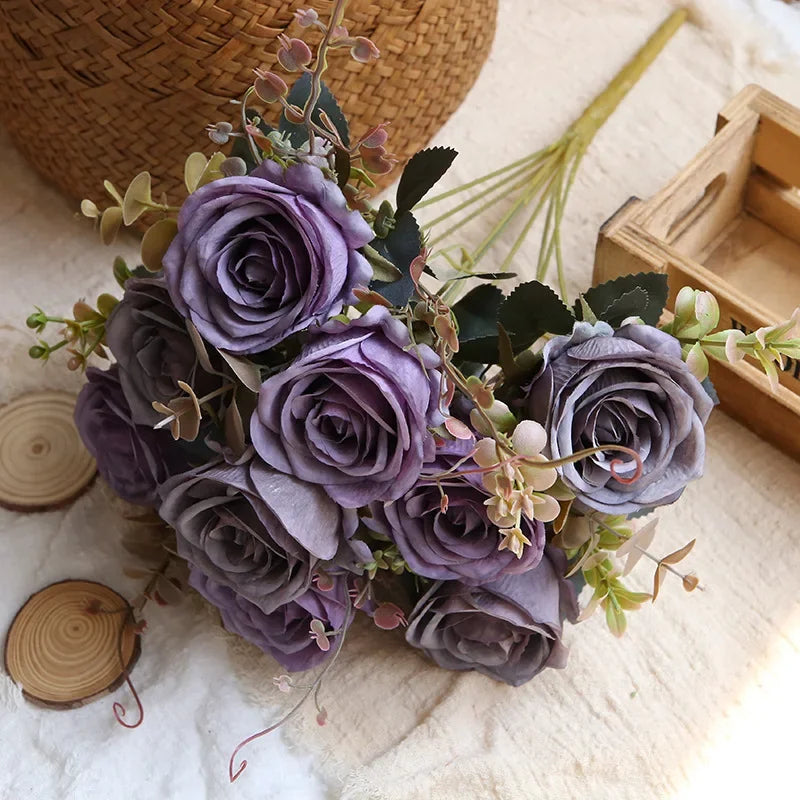 Artificial silk rose bouquet for home decoration - vue 12 sur 13