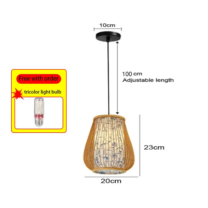 Chinese style hand-woven bamboo chandelier - vue 21 sur 30