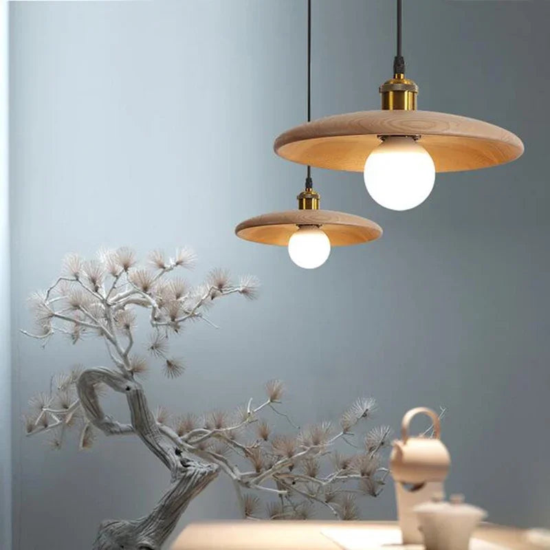 Modern Nordic wooden pendant light for vintage decor