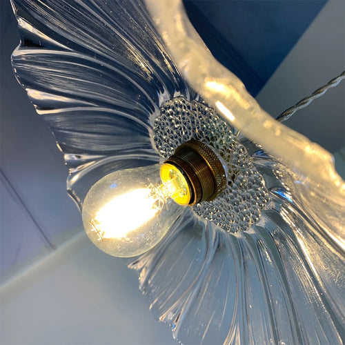 Nordic glass and brass LED pendant light flower shape - vue 7 sur 13