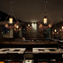 Retro wood industrial style chandelier for café and restaurant