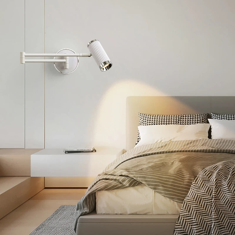 Nordic wall light with folding arm for reading and work