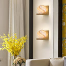 Modern wooden wall light with planet LED shade