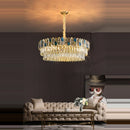 Art Deco crystal gold and stainless steel LED ceiling light