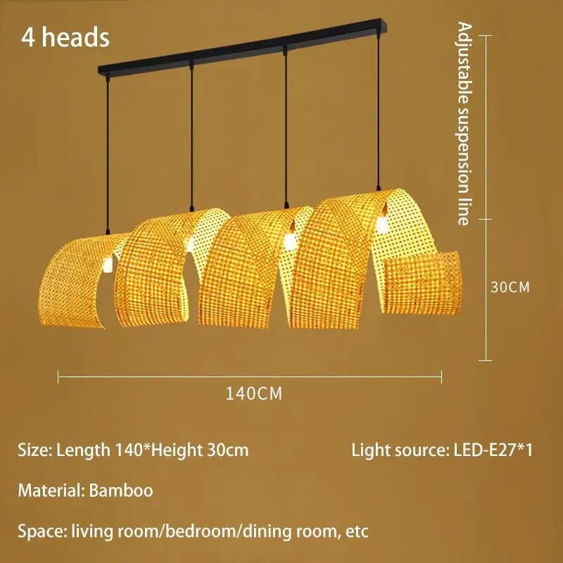 Japanese style bamboo chandelier for zen Asian decor