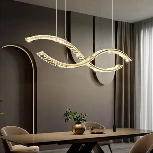 Modern minimalist crystal LED chandelier for home decor - vue 5 sur 18