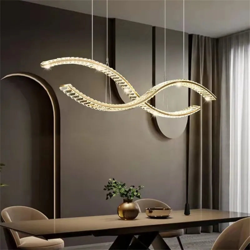 Modern minimalist crystal LED chandelier for home decor - vue 5 sur 18