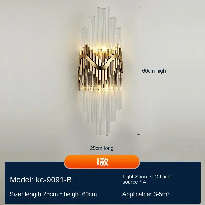 Modern luxury rechargeable crystal wall light