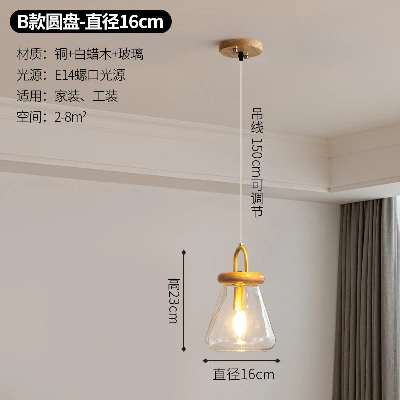 Clear glass art deco style pendant light for indoor lighting - vue 8 sur 11