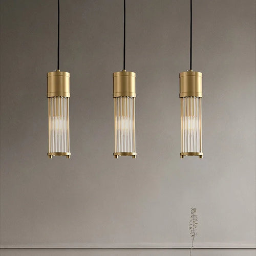 Copper LED pendant light with adjustable glass shade - vue 7 sur 7
